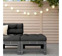 vidaXL Repose-pied de jardin avec coussin gris bois de pin massif, tabouret, repose-pied ottoman, tabouret de jardin, pouf, 825669 Gris G