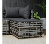 vidaXL Repose-Pied de Jardin avec Coussin Gris Résine tressée, Pouf, Pouf Ottoman, Tabouret de Jardin, Repose-Pieds, Repose-Pieds extérieur