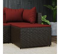 vidaXL Repose-Pied de Jardin avec Coussin Marron résine tressée, Pouf, Pouf Ottoman, Tabouret de Jardin, Repose-Pieds, Repose-Pieds extérieur