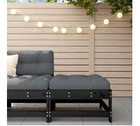 vidaXL Tabouret de jardin Pin massif avec coussins – Noir