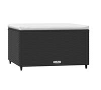 vidaXL Repose-Pied de Jardin avec Coussin Noir résine tressée, Pouf, Pouf Ottoman, Tabouret de Jardin, Repose-Pieds, Repose-Pieds extérieur