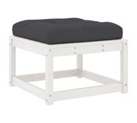 vidaXL Repose-Pied de Jardin avec Coussins, Pouf de Palette, Table Basse de Terrasse, Meuble Modulaire de Salon Balcon, Blanc Bois de Pin Massif