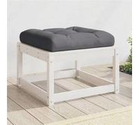 vidaXL Tabouret de jardin avec coussin – pin massif blanc