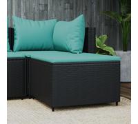 vidaXL Repose-Pied de Jardin avec Coussin Noir résine tressée, Pouf, Pouf Ottoman, Tabouret de Jardin, Repose-Pieds, Repose-Pieds extérieur
