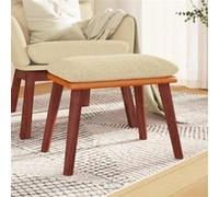 vidaXL Repose-pied pouf de salon 341481 Tissu et similicuir Crème 45x29,5x35 cm