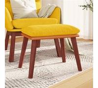 vidaXL Repose-pied Pouf de Salon Tabouret de Canapé Meuble de Salle de Séjour Tabouret de Salon Jaune Moutarde 45x29,5x35 cm Tissu et Similicuir Jaune G