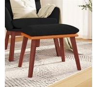 vidaXL Repose-pied Pouf de Salon Tabouret de Canapé Meuble de Salle de Séjour Tabouret de Salon Noir 45x29,5x35 cm Tissu et Similicuir Noir G