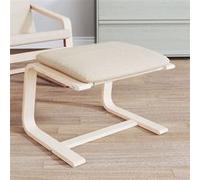 vidaXL Repose-pied Tabouret 351062 – Cadre en bois, Coussin en tissu crème, moderne