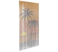 vidaXL Rideau de porte anti-insectes imprimé palmier 100x200 cm bambou