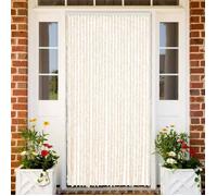 vidaXL Rideau anti-mouches beige et blanc 118x220 cm chenille