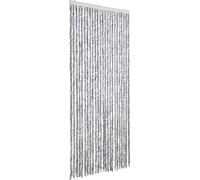 vidaXL Rideau anti-mouches blanc et gris 100x200 cm chenille