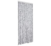 vidaXL Rideau anti-mouches blanc et gris 100x230 cm chenille