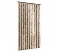vidaXL Rideau anti-mouches brun foncé et beige 100x200 cm chenille