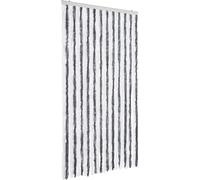 vidaXL Rideau anti-mouches gris et blanc 100x200 cm chenille