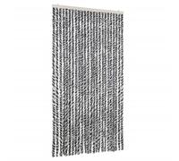 vidaXL Rideau anti-mouches gris, noir et blanc 100x200 cm chenille