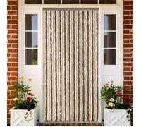 vidaXL Rideau anti-mouches marron foncé et beige 100x220 cm chenille, rideau anti-mouche de porte, rideau d’insectes de 377358
