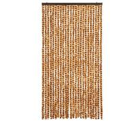 vidaXL Rideau anti-mouches ocre et blanc 100x200 cm chenille
