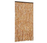 vidaXL Rideau anti-mouches ocre et blanc 100x230 cm chenille