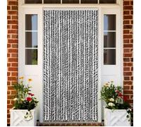 vidaXL Rideau anti-mouches - Store anti-insectes réglable avec crochet - Gris/Noir/Blanc 100x220 cm
