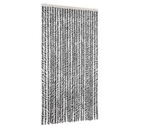 vidaXL Rideau Anti-Mouches, Store Anti-Insectes avec Crochet, Rideau de Porte Longueur et Largeur Réglables, Gris et Noir et Blanc 100x230 cm Chenille
