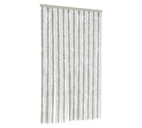 vidaXL Rideau Anti-Mouches, Store Anti-Insectes avec Crochet, Rideau de Porte Longueur et Largeur Réglables, Gris Clair et Blanc 100x220 cm Chenille