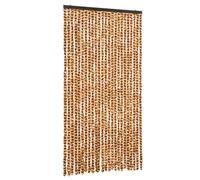 vidaXL Rideau Anti-Mouches, Store Anti-Insectes avec Crochet, Rideau de Porte Longueur et Largeur Réglables, Ocre et Blanc 100x230 cm Chenille