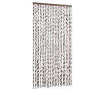 vidaXL Rideau Anti-Mouches, Store Anti-Insectes avec Crochet, Rideau de Porte Longueur et Largeur Réglables, Taupe et Blanc 100x230 cm Chenille