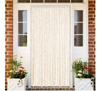 vidaXL Rideau anti-mouches beige et blanc 100x200 cm chenille