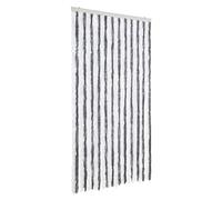 vidaXL Rideau Anti-Mouches, Store Anti-Insectes avec Crochet, Rideau de Porte Longueur et Largeur Réglables, Gris et Blanc 100x230 cm Chenille