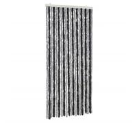 vidaXL Rideau Anti-Mouches, Store Anti-Insectes avec Crochet, Rideau de Porte Longueur et Largeur Réglables, Gris et Noir 90x220 cm Chenille