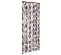 vidaXL Rideau Anti-Mouches, Store Anti-Insectes avec Crochet, Rideau de Porte Longueur et Largeur Réglables, Marron et Blanc 100x230 cm Chenille