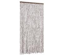 vidaXL Rideau anti-mouches taupe et blanc 100x200 cm chenille