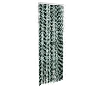 vidaXL Rideau Anti-Mouches, Store Anti-Insectes avec Crochet, Rideau de Porte Longueur et Largeur Réglables, Vert et Blanc 90x200 cm Chenille