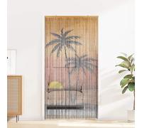 vidaXL Rideau de porte anti-insectes imprimé palmier 100x200 cm bambou