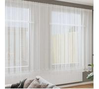 vidaXL Rideau Dentelle Floral Blanc Polyester Grand Voilage 240 x 400 cm Décoration Maison Salon Chambre Lumineux Élégant
