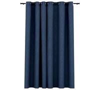 vidaXL Rideau occultant Aspect de Lin avec œillets Bleu 290x245 cm
