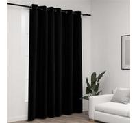 vidaXL Rideau occultant Aspect de lin avec œillets Noir 290x245 cm