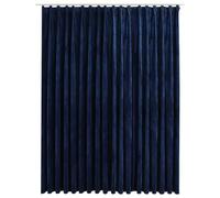 vidaXL Rideau Occultant avec Crochets Occultant à Oeillet Ombrage Chambre à Coucher Fenêtre Salon Bureau Maison Intérieur Velours Bleu Foncé 290x245 cm
