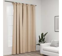 Vidaxl Rideau Occultant D'aspect De Lin Avec Crochets Beige 290x245 Cm