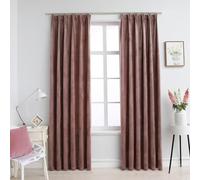 Vidaxl Rideau Occultant Et Crochet 2pcs Velours Rose Antique 140x175cm