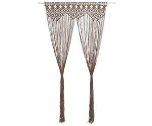 vidaXL Rideau Séparateur de Pièce Rideau de Porte Rideau de Fenêtre Store de Fenêtre Vitrine Maison Intérieur Macramé Taupe 140x240 cm Coton