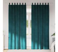 Vidaxl Rideaux Avec Des Rideaux 2 Pcs Vert Foncé 140 X 260 Cm Velours