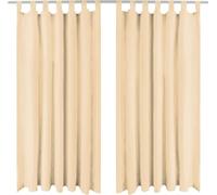 vidaXL Rideaux en micro satin 2 pièces avec passants 140×225 cm Beige - Rideau - Rideaux de fenêtre - Rideaux de fenêtre