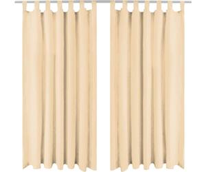 vidaXL Rideaux en micro satin 2 pièces avec passants 140×225 cm Beige - Rideau - Rideaux de fenêtre - Rideaux de fenêtre