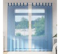 vidaXL Rideaux en voile avec boucles 2 pcs bleu royal 140x245 cm, rideau en filet, rideau transparent, voile de fenêtre, 4102304 Bleu