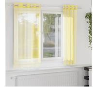vidaXL Rideaux en voile avec œillets 2 pcs jaune, rideau en filet, rideau transparent, voile de fenêtre, traitement de 4102132