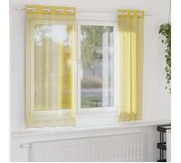 vidaXL Rideaux en voile avec œillets 2 pcs jaune, rideau en filet, rideau transparent, voile de fenêtre, traitement de 4102132