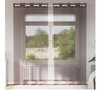 vidaXL Rideaux en Voile avec œillets 2 pcs Marron 140x245 cm, Rideau en Filet, Rideau Transparent, Voile de fenêtre, Traitement de fenêtre