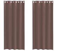 vidaXL Rideaux en Voile avec œillets 2 pcs Marron 140x245 cm, Rideau en Filet, Rideau Transparent, Voile de fenêtre, Traitement de fenêtre