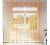 vidaXL Rideaux en voile avec œillets – 2 pièces orange 140x225 cm, filet transparent